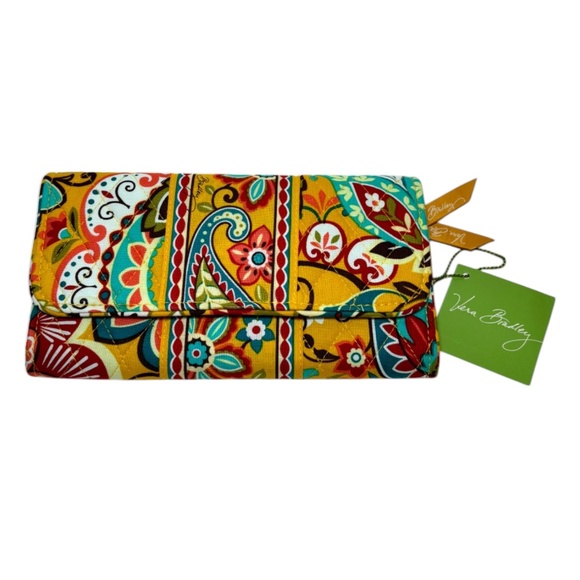 Vera Bradley Handbags - NEW Vera Bradley Provencal Gallery Wallet Trifold Boho Mustard Retired Gift Rare